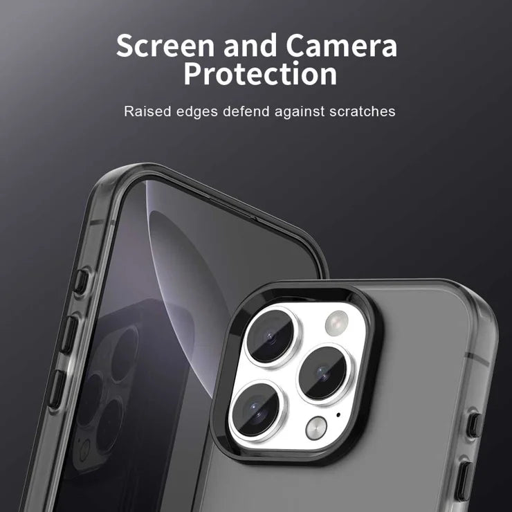 iPhone 16 Pro Case PC+TPU+PET Matte Anti-Drop Phone Back Cover - Black