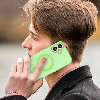 iPhone 16 Plus Case Compatible with MagSafe TPU + PC Slim Matte Translucent Phone Cover - Green