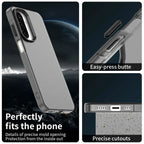 Samsung Galaxy A26 5G Case PC+TPU+PET Matte Anti-Drop Phone Back Cover - Black
