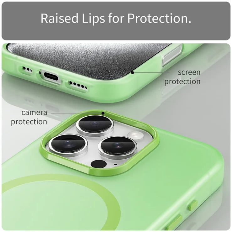 iPhone 16 Pro Case Compatible with MagSafe TPU + PC Slim Matte Translucent Phone Cover - Green
