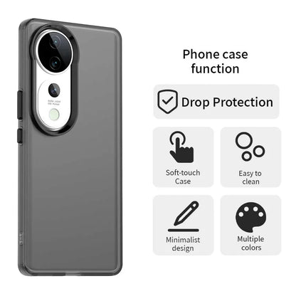 vivo S19 Pro 5G / V40 5G / V40 Pro 5G Case PC+TPU+PET Matte Anti-Drop Phone Back Cover - Black