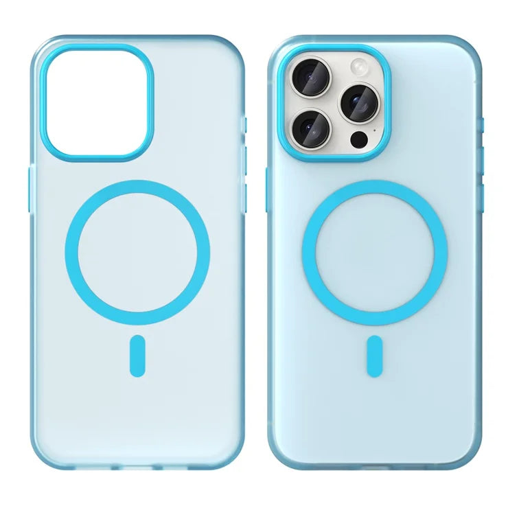 iPhone 15 Pro Max Translucent Case Magnetic Phone Cover Compatible with MagSafe - Blue