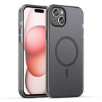 iPhone 15 Plus / 14 Plus Magnetic Case Translucent Matte Anti-Fingerprint Phone Cover - Black