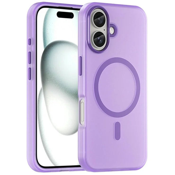 iPhone 16 Case Compatible with MagSafe TPU + PC Slim Matte Translucent Phone Cover - Dark Purple
