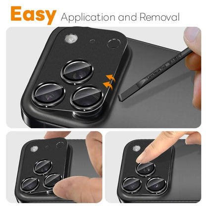iPhone 17 Pro Max Camera Lens Protector Matte Integrated Metal Tempered Glass Lens Film - Black