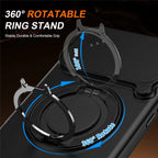 iPhone 17 Pro Magnetic Case Ring Kickstand Slide Camera Cover TPU PC Hybrid Phone Shell - Black