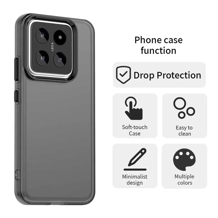 Xiaomi 14 Pro Case PC+TPU+PET Matte Anti-Drop Phone Back Cover - Black