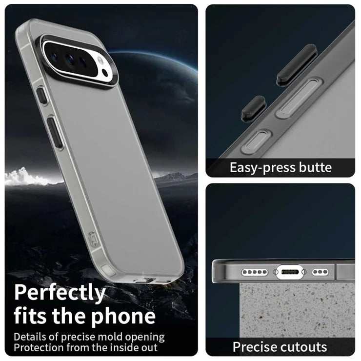 Google Pixel 9 Pro XL Case PC+TPU+PET Matte Anti-Drop Phone Back Cover - Black