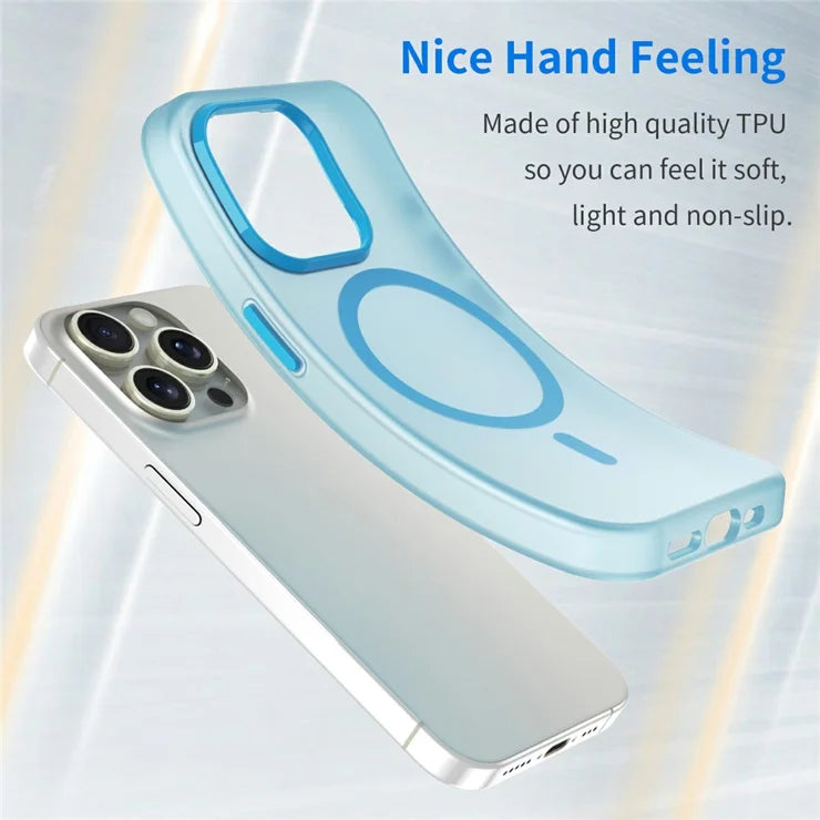 For iPhone 16 Pro Case Compatible with MagSafe TPU + PC Slim Matte Translucent Phone Cover - Blue