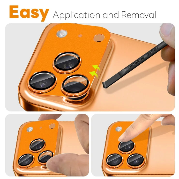iPhone 17 Pro Camera Lens Protector Matte Integrated Metal Tempered Glass Lens Film - Orange