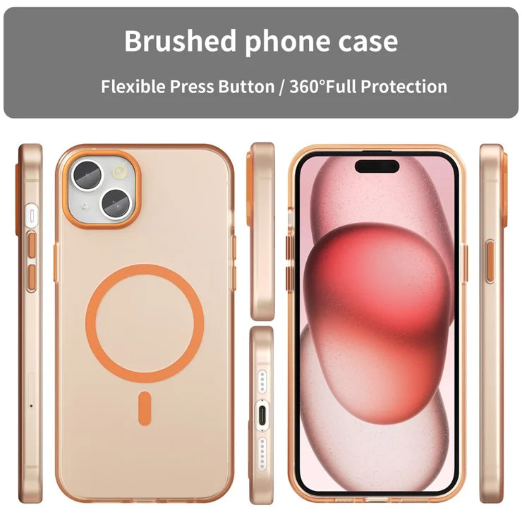 iPhone 15 Plus / 14 Plus Magnetic Case Translucent Matte Anti-Fingerprint Phone Cover - Orange