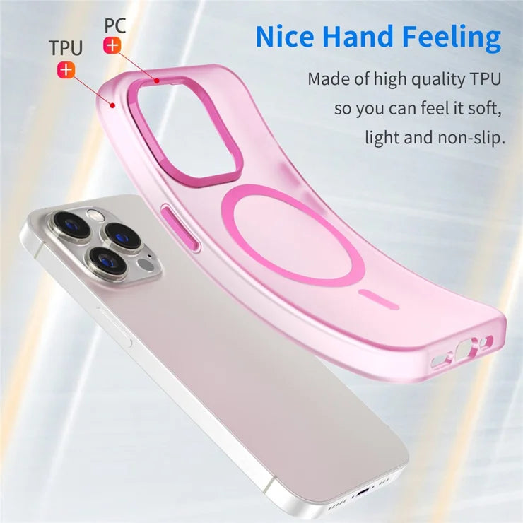 Magnetic Case for iPhone 14 Pro Max Compatible with MagSafe Translucent Matte Back Cover - Pink