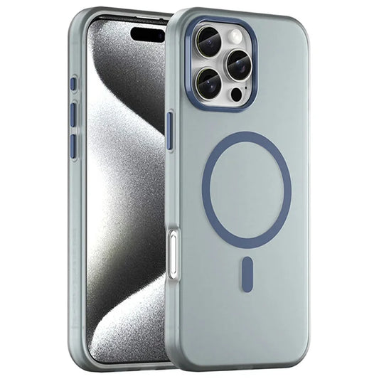 iPhone 16 Pro Max -kotelo, yhteensopiva MagSafen kanssa TPU + PC Ohut mattapintainen läpikuultava puhelinkuori – tummansininen