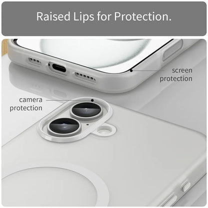 iPhone 16 Plus Case Compatible with MagSafe TPU + PC Slim Matte Translucent Phone Cover - White