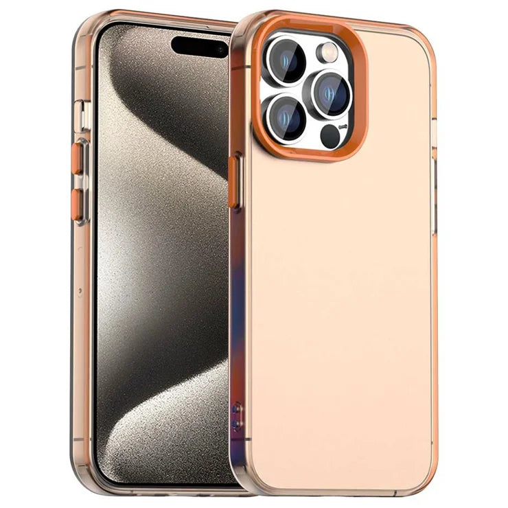 iPhone 15 Pro Max Cover PC+TPU+PET Mat Anti-Drop Telefonbagside - Orange