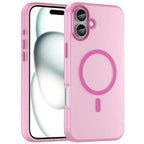 iPhone 16 Plus Case Compatible with MagSafe TPU + PC Slim Matte Translucent Phone Cover - Pink