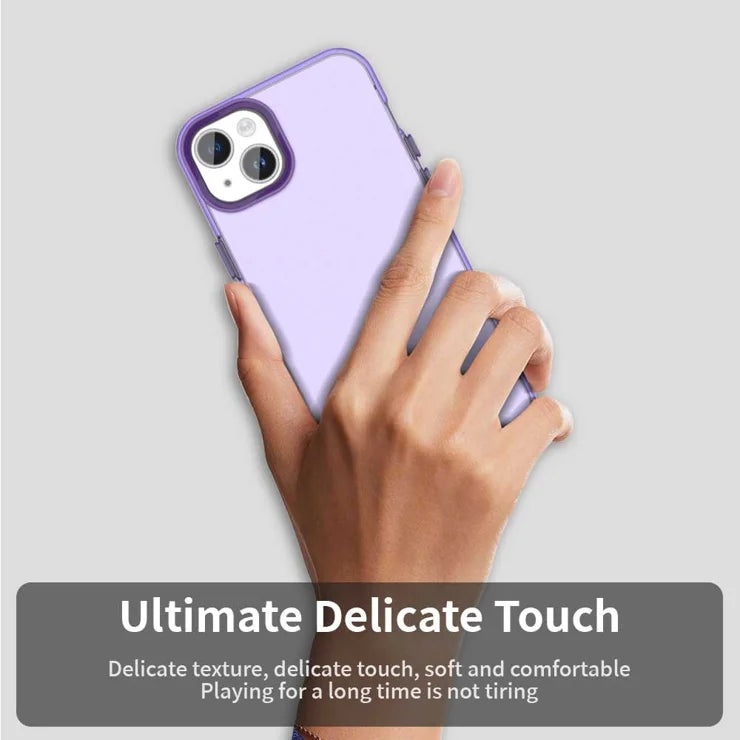 iPhone 15 Cover PC+TPU+PET Mat Anti-Drop Telefon Bagsidecover - Lilla