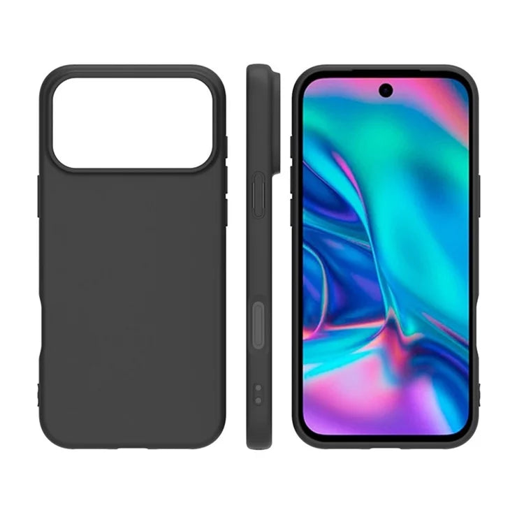 For iPhone 17 Pro Max Case Soft Matte Back TPU Black Phone Cover, Large Cutout