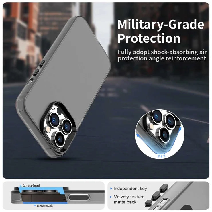 iPhone 15 Pro Max Case PC+TPU+PET Matte Anti-Drop Phone Back Cover - Black