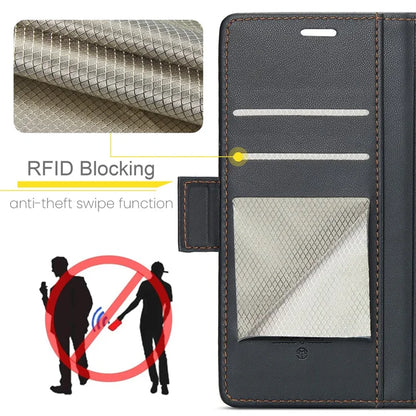 CASEME til Samsung Galaxy A56 5G læderetui 023 RFID-blokerende med 3 kortlommer mobilcover - Sort