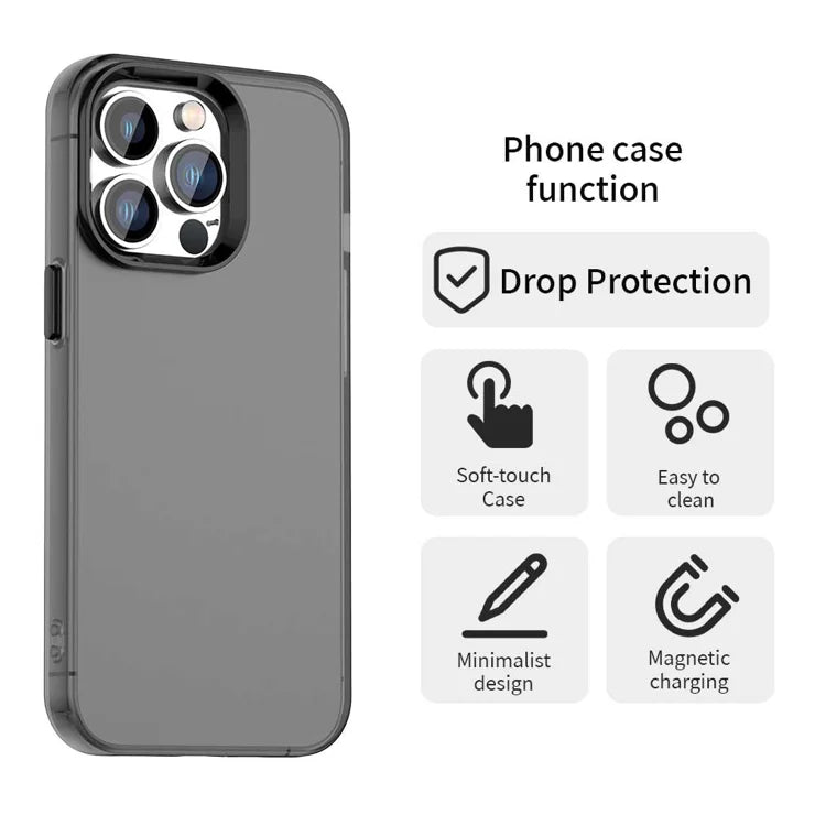 iPhone 14 Pro Case PC+TPU+PET Matte Anti-Drop Phone Back Cover - Black