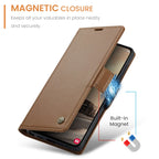 CASEME For Samsung Galaxy S26 Ultra Case 023 Series RFID Blocking Glossy Stand Phone Cover - Brown