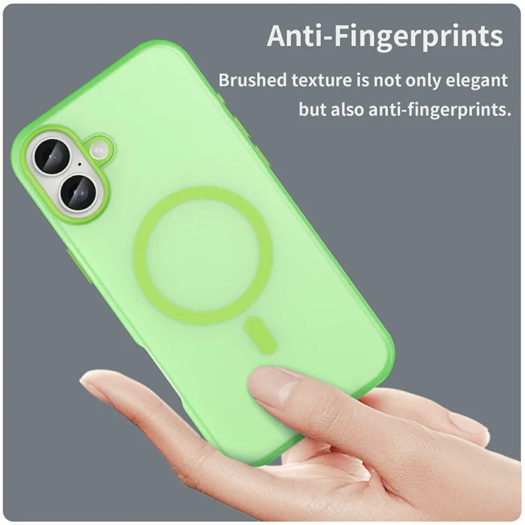iPhone 16 Plus Case Compatible with MagSafe TPU + PC Slim Matte Translucent Phone Cover - Green