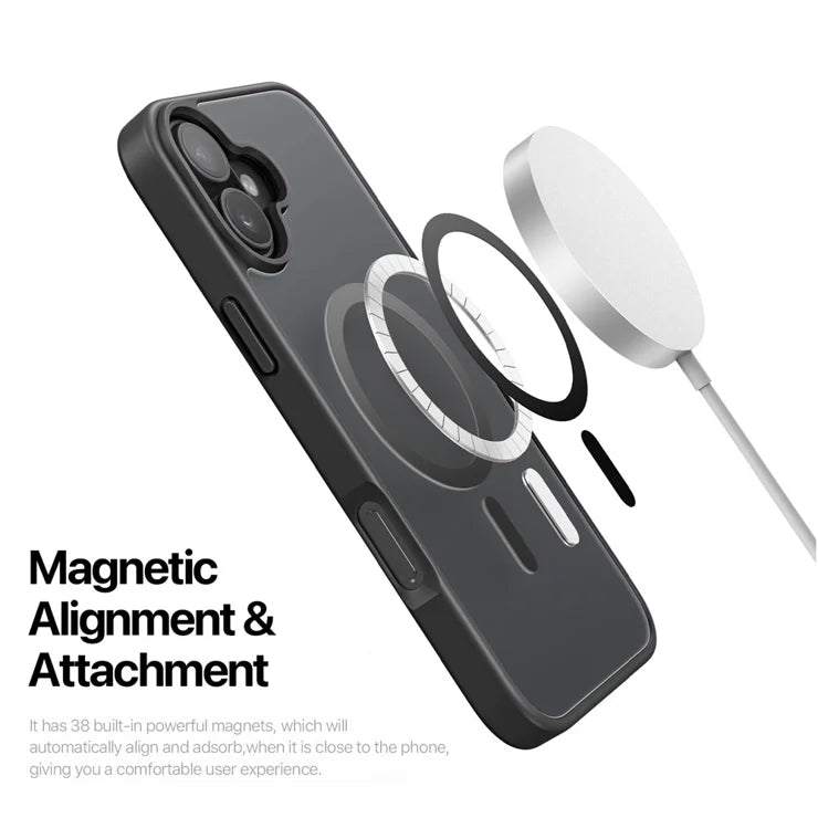 DUX DUCIS Yind Series For iPhone 16 Matte Case Compatible with MagSafe PC+TPU Phone Cover - Black