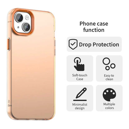 iPhone 15 Plus / 14 Plus Cover PC+TPU+PET Mat Anti-fald Telefon Bagcover - Orange