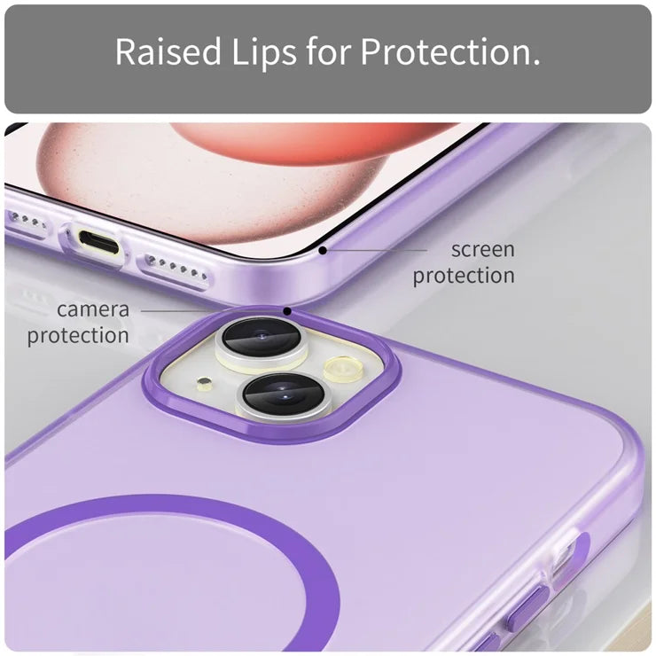 iPhone 15 Magnetic Case Matte Phone Cover Anti-Fingerprint Anti-Scratch - Dark Purple