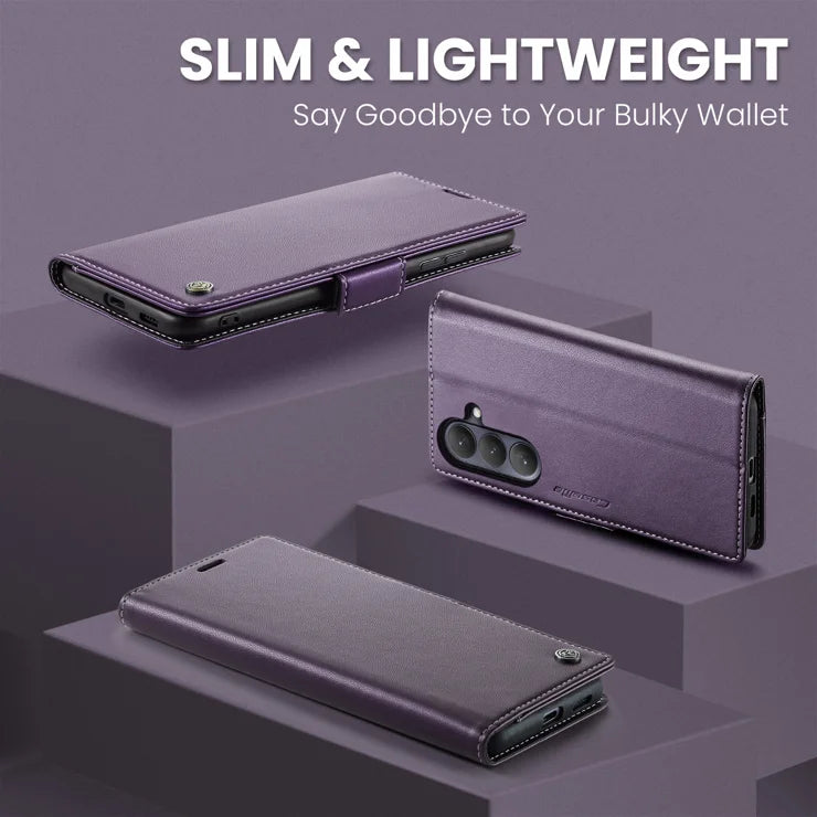CASEME For Samsung Galaxy S26+ Case 023 Series RFID Blocking Glossy Stand Phone Cover - Purple