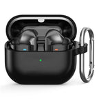For Samsung Galaxy Buds3 Pro Silicone Case Earbuds Protective Cover with Carabiner - Black