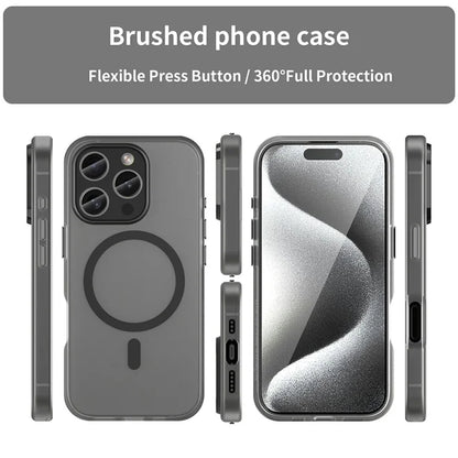 iPhone 16 Pro Case Compatible with MagSafe TPU + PC Slim Matte Translucent Phone Cover - Black