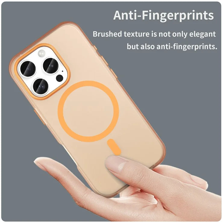 iPhone 16 Pro Case Compatible with MagSafe TPU + PC Slim Matte Translucent Phone Cover - Orange