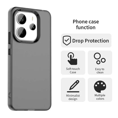 Xiaomi Redmi Note 14 4G (163.25mm) Cover PC + TPU + PET Mat Anti-fald Telefon Bagcover - Sort