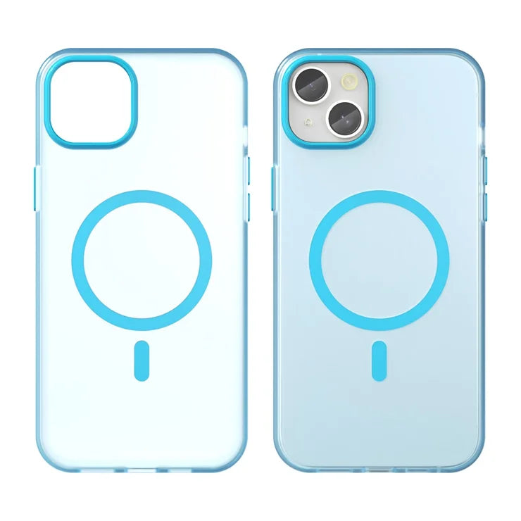 iPhone 15 Plus / 14 Plus Magnetic Case Translucent Matte Anti-Fingerprint Phone Cover - Blue