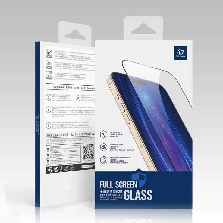 DUX DUCIS For iPhone 17 Pro Max Glass Film Full Screen Protector 2.5D Flat Screen Medium Alumina Glass HD Clear Film - Black