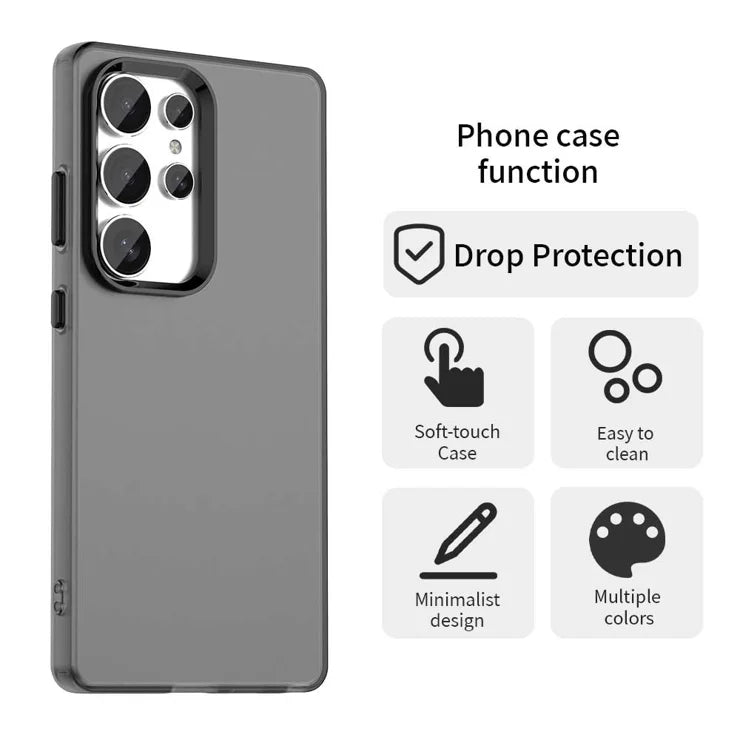 Samsung Galaxy S25 Ultra Case PC+TPU+PET Matte Anti-Drop Phone Back Cover - Black