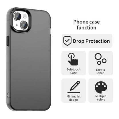 iPhone 15 Plus / 14 Plus Cover PC+TPU+PET Mat Anti-Drop Telefon Bagside Cover - Sort