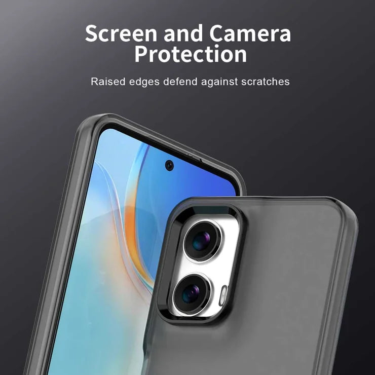 Motorola Moto G35 5G Case PC+TPU+PET Matte Anti-Drop Phone Back Cover - Black