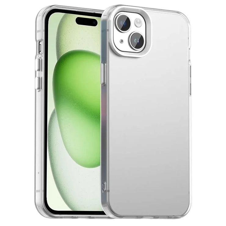 iPhone 15 Cover PC+TPU+PET Mat Anti-Drop Bagsidecover - Hvid