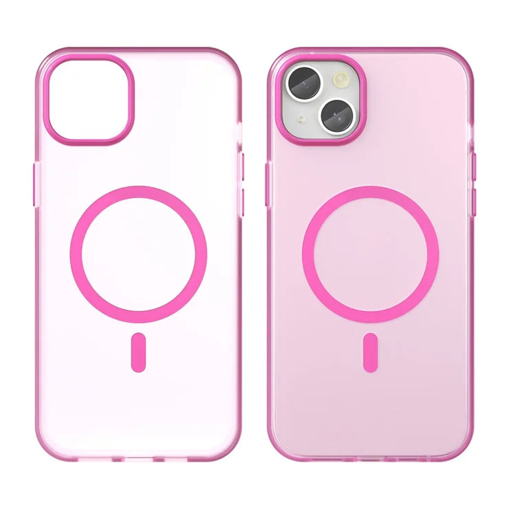 iPhone 15 Magnetic Case Matte Phone Cover Anti-Fingerprint Anti-Scratch - Pink