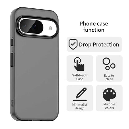Google Pixel 9 / 9 Pro etui PC+TPU+PET mat anti-fald telefon bagcover - sort