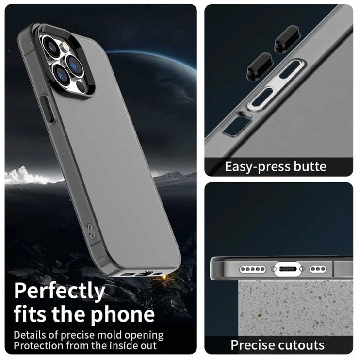 iPhone 14 Pro Case PC+TPU+PET Matte Anti-Drop Phone Back Cover - Black