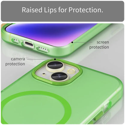 iPhone 14 Translucent Phone Case Matte Design Compatible with MagSafe Wireless Charging - Fluorescent Green