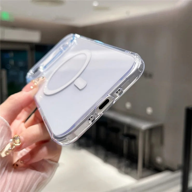 iPhone Air Magnetic Clear Case PC + TPU Hybrid Phone Cover Compatible with MagSafe