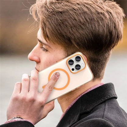 iPhone 15 Pro Case Translucent Matte Back Slim Phone Cover - Orange