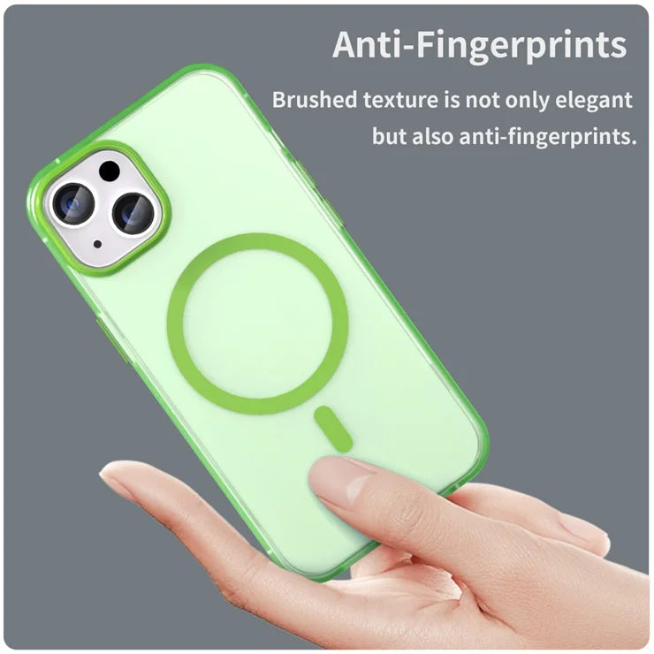 iPhone 14 Translucent Phone Case Matte Design Compatible with MagSafe Wireless Charging - Fluorescent Green