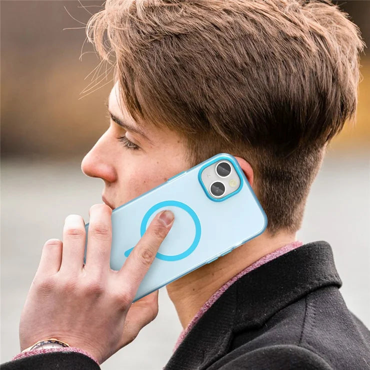 iPhone 15 Magnetic Case Matte Phone Cover Anti-Fingerprint Anti-Scratch - Blue