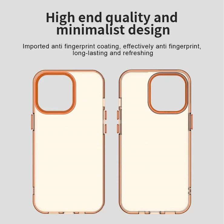 iPhone 15 Pro Case PC+TPU+PET Matte Anti-Drop Phone Back Cover - Orange